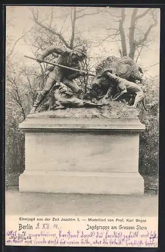 AK Berlin-Tiergarten, Jagdgruppe am Grossen Stern