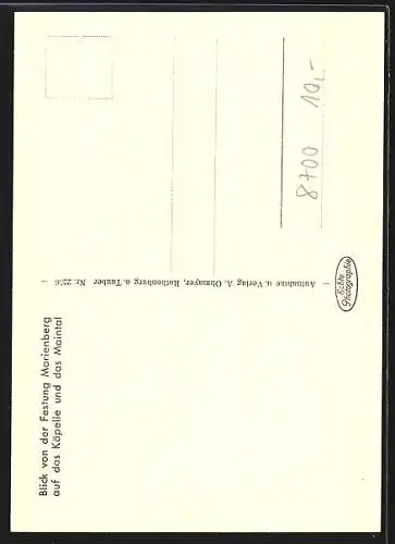 AK Würzburg, Blick von der Festung Marienberg auf das Käpelle und das Maintal