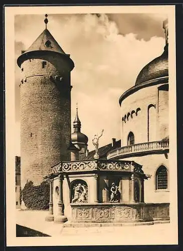 AK Würzburg, Der Burghof der Festung Marienberg