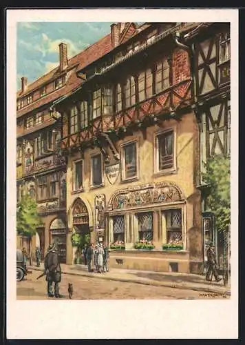 Künstler-AK Halberstadt, Gotisches Haus, Alt-Halberstadt