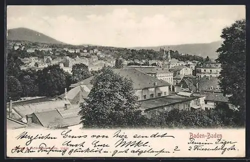 AK Baden-Baden, Panorama aus der Vogelschau