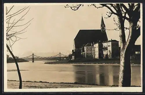 AK Laufen /Obb., Altstadt mit Brücke