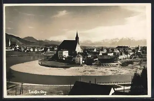 AK Laufen / Obb., Teilansicht mit Stiftskirche