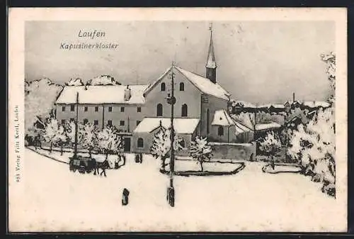 AK Laufen / Salzach, Kapuzinerkloster im Schnee