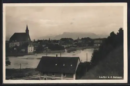 AK Laufen / Salzach, Ortsansicht mit Kirche