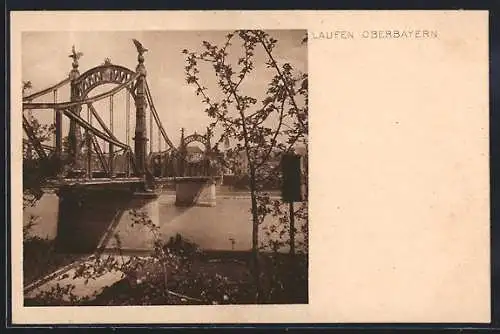 AK Laufen /Oberbayern, Ortsansicht mit Brücke