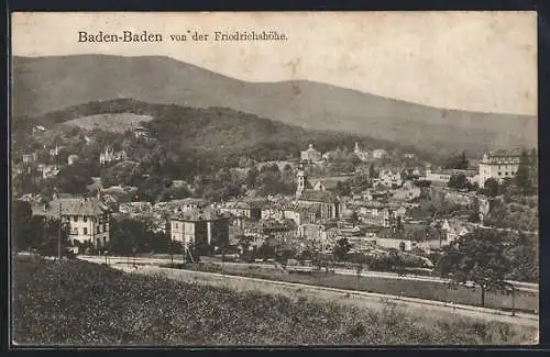 AK Baden-Baden, Ortsansicht von der Friedrichshöhe