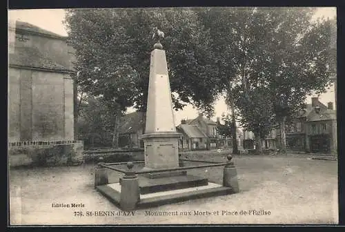 AK St-Benin-d`Azy, Monument aux Morts et Place de l`Église