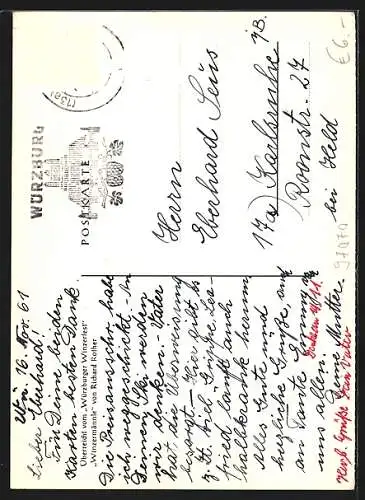 Künstler-AK Würzburg, Würzburger Winzer-Fest 28.9.-8.10.1962 an der Friedensbrücke