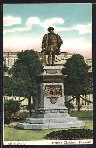 AK Stuttgart, Blick auf das Herzog Christoph Denkmal