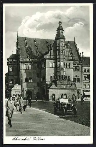 AK Schweinfurt, Strassenpartie am Rathaus