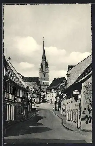 AK Zeil am Main, Hauptstrasse mit Bäckerei und Weinstube