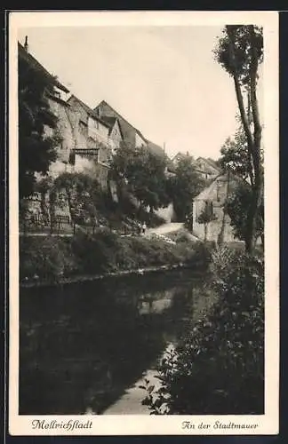 AK Mellrichstadt, Strassenpartie an der Stadtmauer