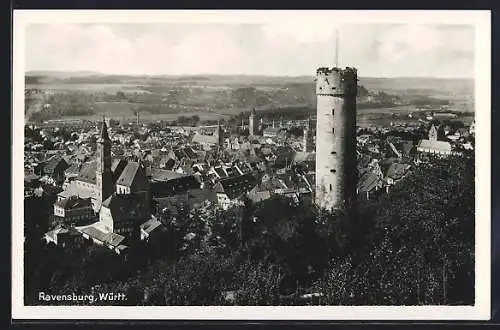 AK Ravensburg /Württ., Teilansicht mit Turm