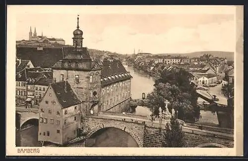 AK Bamberg, Teilansicht mit Brücke