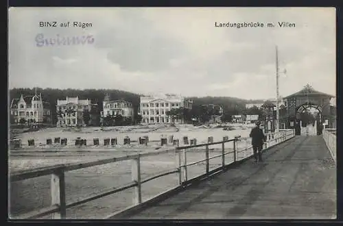 AK Binz a. Rügen, Landungsbrücke mit Villen