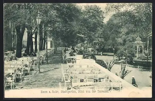 AK Essen a. Ruhr, Stadtgarten, Blick von der Terrasse