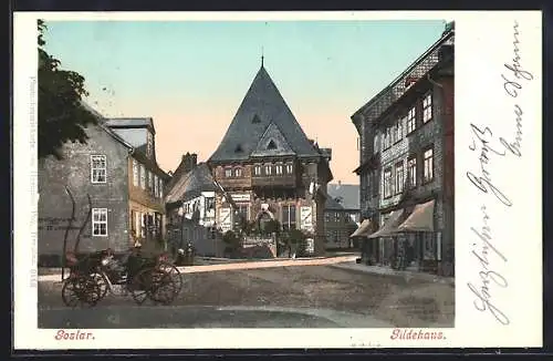 AK Goslar i. Harz, Pferdekutsche vor dem Hotel