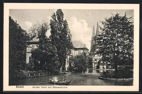 AK Soest, Grosser Teich mit Wiesenkirche