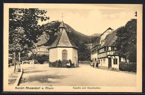 AK Rhoendorf a. Rhein, Kapelle und Drachenfels