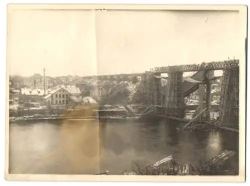 17 Fotografien Ansicht Grodno, von Deutschen gesprengte Brücke 1915, Besatzungssoldaten, Oblt, Stackermann, Zerstörung