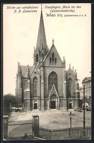 AK Wien, Kirche zur unbefleckten Empfängnis Marie bei den P. P. Lazaristen, Kaiserstrasse 3 und 5