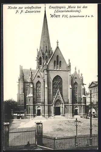 AK Wien, Kirche zur unbefleckten Empfängnis Marie bei den P. P. Lazaristen, Kaiserstrasse 3 und 5