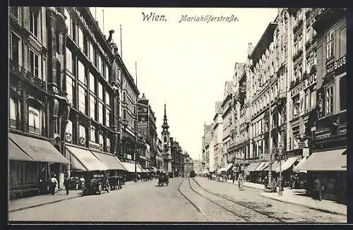 AK Wien, Mariahilferstrasse mit Geschäften