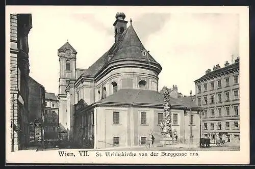 AK Wien, St. Ulrichskirche von der Burggasse aus