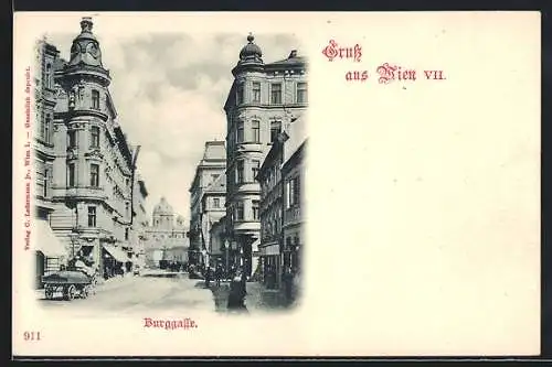 AK Wien, Burggasse, Blick in die Strasse