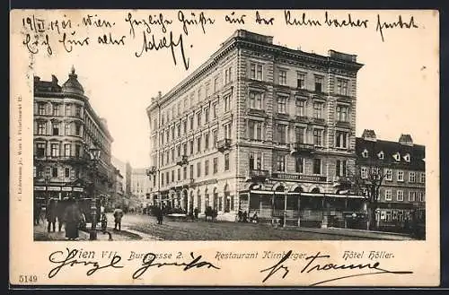 AK Wien, Hotel Höller und Restaurant Kirnberger, Burggasse 2