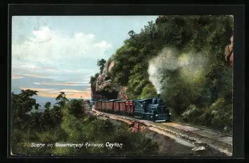 AK Ceylon / Sri Lanka, Scene on Government Railway, Eisenbahn