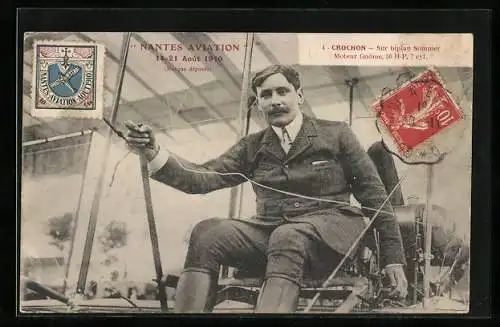 AK Nantes Aviation 1910, Der Pilot André Crochon in seinem Doppeldecker-Ballon Sommer