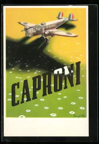 Künstler-AK Flugzeug Caproni 135 bis im Flug