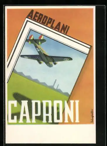 Künstler-AK Milano, Aeroplani Caproni S. A., Flugzeug Caproni 135 bis