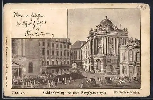 AK Alt-Wien, Michaelerplatz und altes Burgtheater