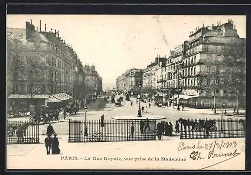 AK Paris, La Rue Royale, vue prise de la Madelaine, Strassenpartie