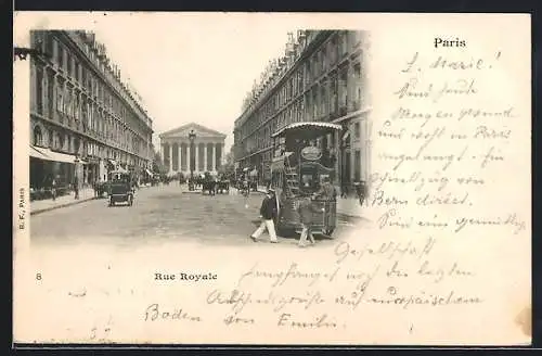 AK Paris, Rue Royale, Pferdekutsche