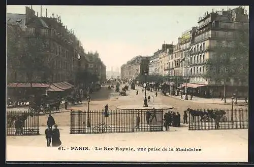 AK Paris, La Rue Royale, vue prise de la Madeleine, Strassenpartie