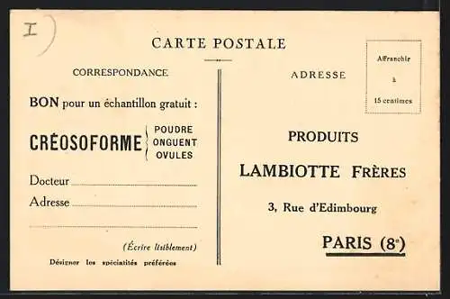 AK Paris, Produits Lambiotte Frères, Laboratoire de Recherches, Rue d`Edimbourg