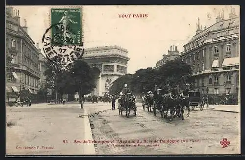 AK Paris, Arc de Triomphe et l`Avenue du Bois de Boulogne