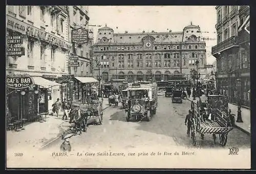 AK Paris, La Gare Saint-Lazare, vue prise de la Rue du Havre