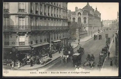 AK Paris, Rue de Rome et Collège Chaptal