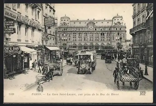 AK Paris, La Gare Saint-Lazare, vue prise de la Rue du Havre