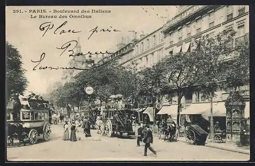 AK Paris, Boulevard des Italiens, Le Bureau des Omnibus