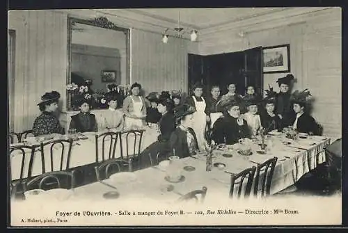 AK Paris, Foyer de l`Ouvrière, Salle à manger du Foyer B, 102 Rue Richelieu