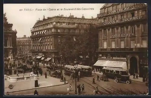 AK Paris, Place de l`Opéra et le Boulevard des Capucines