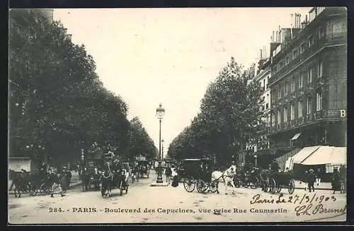 AK Paris, Boulevard des Capucines, vue prise Rue Caumartin