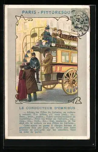 Künstler-AK Paris, Le conducteur d`Omnibus