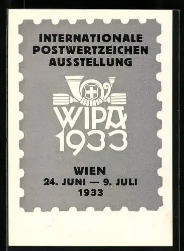 AK Wien, Internationale Postwertzeichen-Ausstellung 1933 WIPA